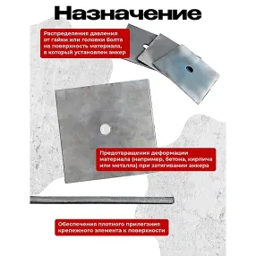 шайба под стяжку 150х150 мм, упаковка 10 шт