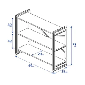 полка навесная gutta 780х690х250 (3 яруса) каркас чёрный, настил коричневый