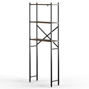 стеллаж для ванной комнаты gutta 1800х690х250 (3 полки) каркас чёрный, настил коричневый