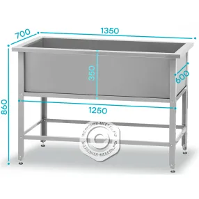 ванна моечная вмсн 1350 (1350х700х860) «norma ral», 1 м/о 1250х600х350 (ножка угл.)