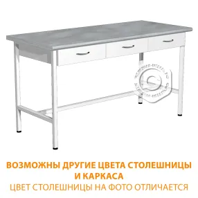 стол лабораторный сл-108/1 (1400х600х850) (постформинг серый, каркас белый)