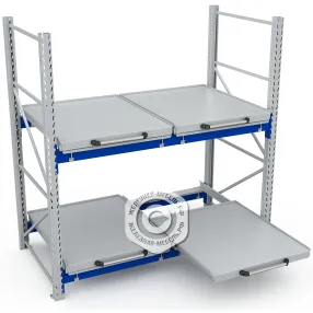 стеллаж с выкатными платформами s-heavy 500 (2 яруса хранения)