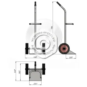 тележка с одной ручкой для перевозки одного баллона с фиксацией ремнем гбр 1 (без колёс)