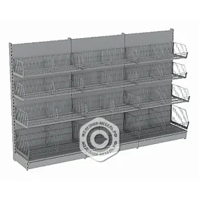 стеллаж торговый пристенный с навесными корзинами 50 серия