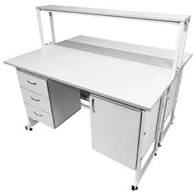 стол лабораторный островной с надстройкой сло 22.012 (белый)