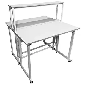 стол лабораторный островной с надстройкой сло 22.007 (белый)