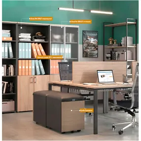 тумба офисная с пуфом практикант, 2 ящика (антрацит/вяз)