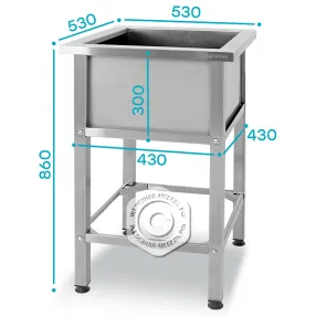 ванна моечная вмсн 530 (530х530х860) «norma inox», 1 м/о 430х430х300 (ножка проф., тр. 40х40)