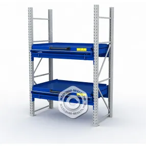 стеллаж с выкатными платформами s-heavy 1000/1300 (2 яруса хранения)