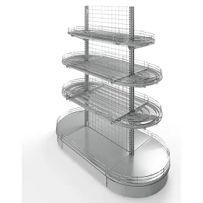 стеллаж торговый островной сетчатый с полукруглыми торцами 25 серия