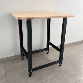 верстак small с деревянной столешницей и траверсами для хранения мотоколёс