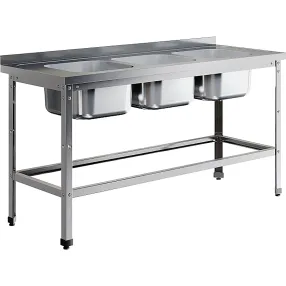 ванна моечная трехсекционная цельнотянутая с бортом вмц-3/16/6-бо-эн