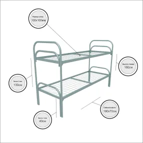 кровать металлическая двухъярусная «хард +» (700х1900, сетка 100х100, двойная ножка, 1 перемычка)