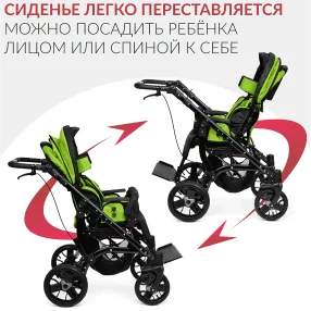 кресло-коляска эвита нео (черно-зеленая, пневма)