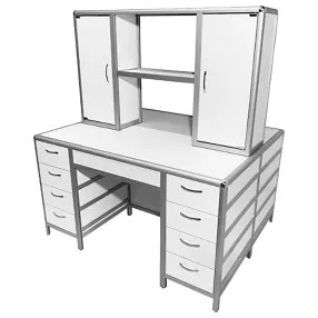 стол лабораторный островной med 11.005al с надстройкой (белый)