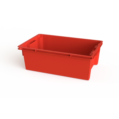 Ящик универсальный пищевой конусный сплошной (600х400х200), без крышки (Красный)
