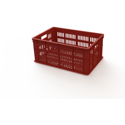 Ящик универсальный пищевой лёгкий, большая перфорация (600х400х250), без крышки (Красный)